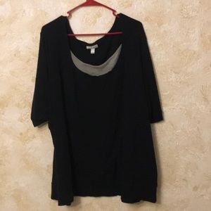 Plus size short sleeved 2 fer sweatshirt